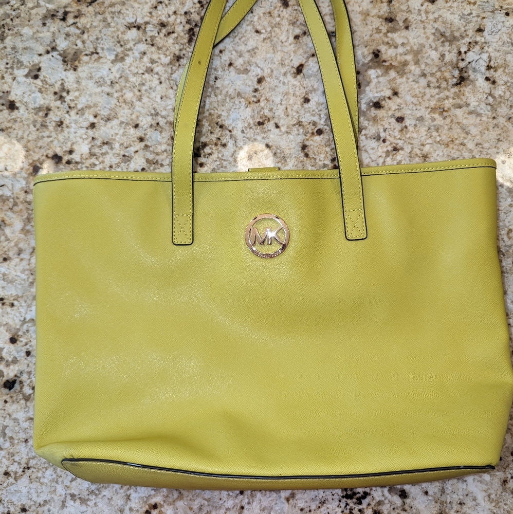 Michael Kors Jet Set handbag chartreuse color